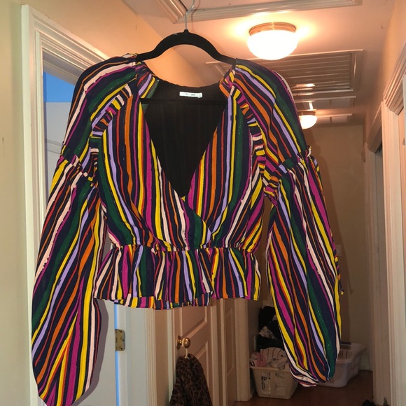 Tularosa Henrietta Rainbow Stripe Top Blouse - Picture 3 of 9